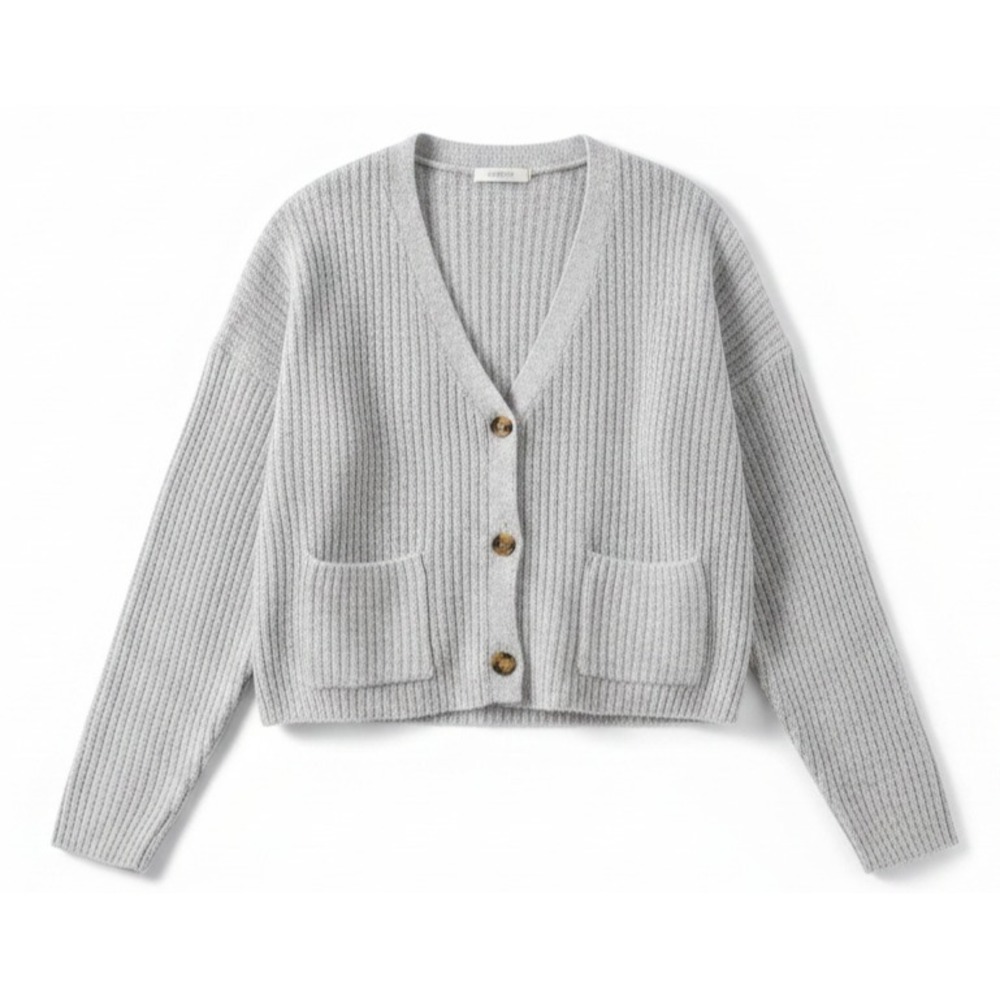 No Boundaries Womens Cardigan Sz M Light Grey Sweater Button Front Rib Knit Y2K